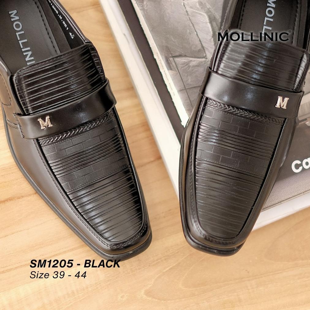 Banting Harga Mollinic Max Formal Shoes - Sepatu Pantofel Lancip Pria Ringan Casual Kantor Full Blac