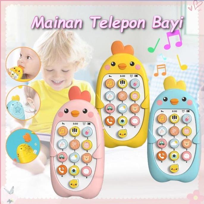 FV Mainan Telepon Musik Anak Ayam / Mainan Telepon Bayi Untuk Tumbuh Gigi / Mainan Telepon Bayi Berb