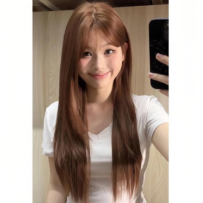 Byxt- Wig Daily Layer/Wig Korean Style/Rambut Wig Wanita/Wig Tanpa Poni/Wig Wanita Full Kepala/Wig N