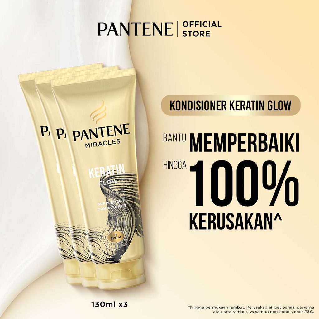 Pantene Kondisioner Miracles Keratin Glow Daily Hair Supplement Perawatan Rambut 130ml x3 / Pantene 