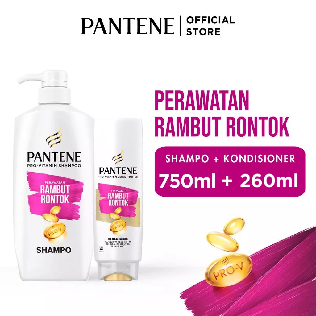 Pantene Shampoo Hairfall Control 750ml + Kondisioner 260ml