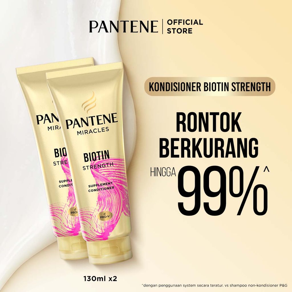 Pantene Kondisioner Anti Rontok Miracles Biotin Strength Perawatan Rambut Pro-V 130ml x2 / Pantene M