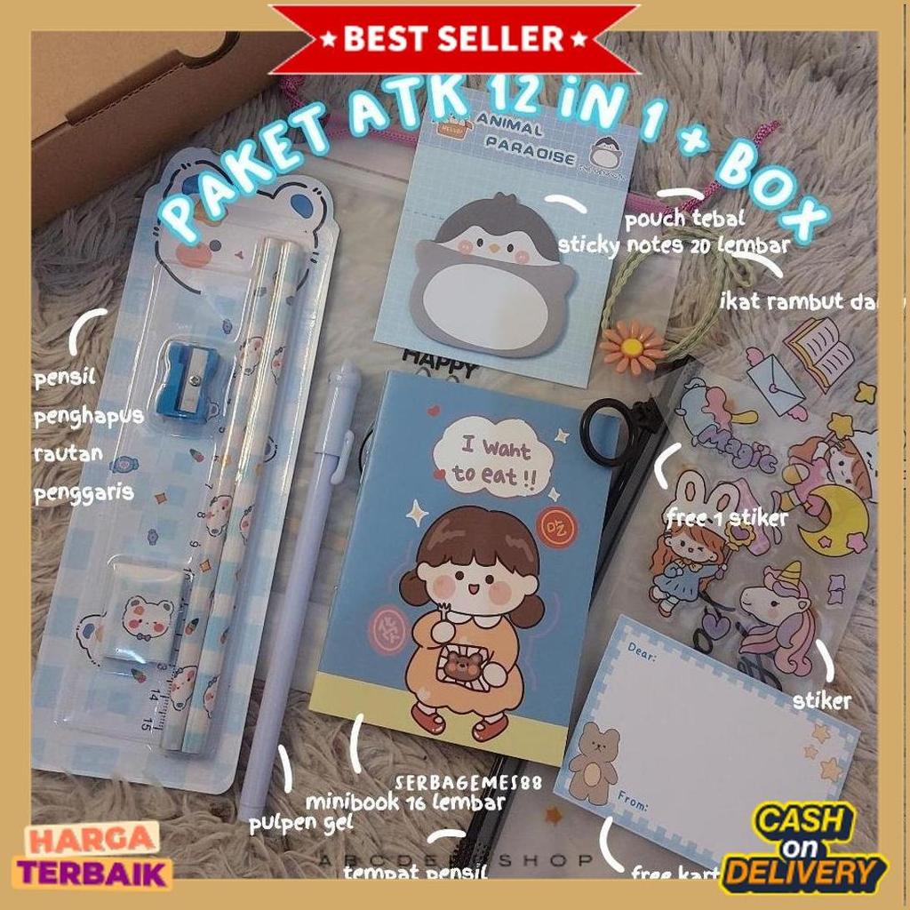 Diskon Serbagemes88 - Alat Tulis Set 12 In 1 Lengkap / Stationery Untuk  Perlengkapan Alat Tulis / P