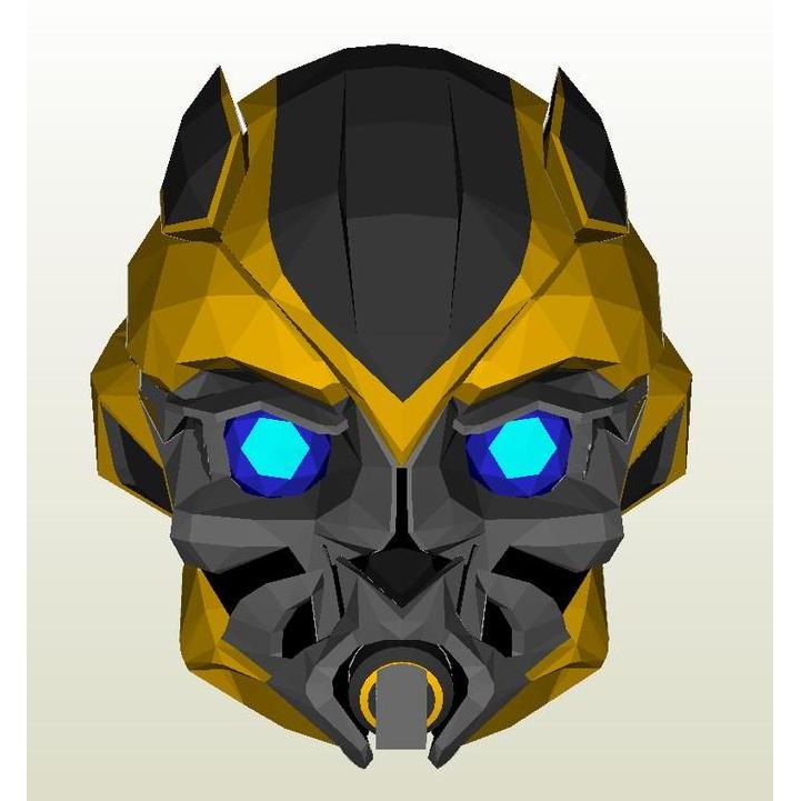 (Kertas Lipat) DIY Papercraft lembar kertas pola Bumblebee helmet life size