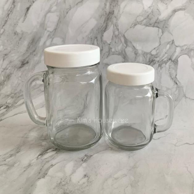 Gelas Kaca Jar Polos+Tutup (500Ml & 250Ml) Baru