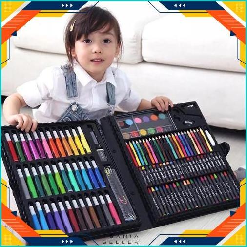 Bisa Cod Crayon Set Peralatan Gambar & Lukis Pensil Warna/ Art Set Isi 150 Pcs Kualitas Premium