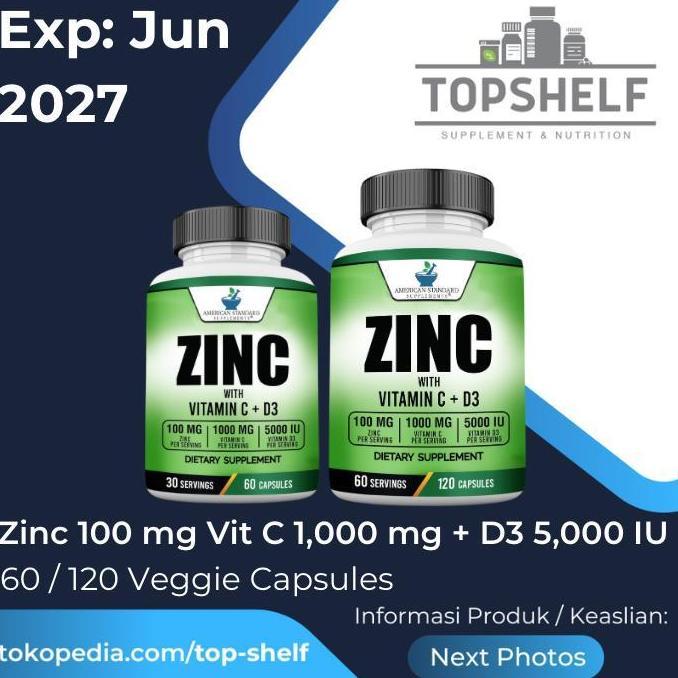 NEW AMERICAN STANDARD SUPPLEMENTS ZINC 100 MG VITAMIN C 1000 MG D3 5000 IU ORI