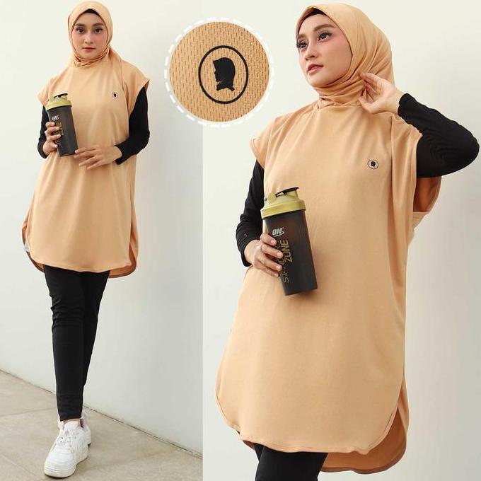 Heddosukafu- Long Vest Rompi Panjang Muslim Polos Sport Olahraga Wanita Untuk Padel Bersepeda Lari S