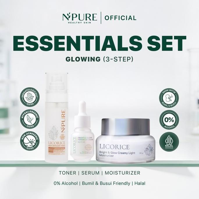 Gesicht- [Buy3 Free Kapas] Npure Paket 3Pcs - Toner + Serum + Moisturizer - Cica Acne - Marigold Ant