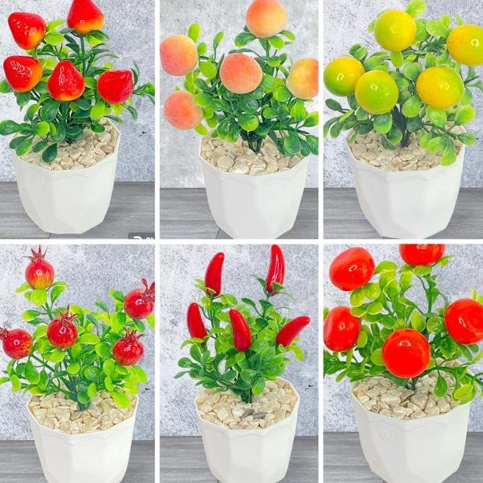 BUNGA HIAS BUAH PLASTIK ARTIFICIAL / BUNGA HIAS POT KRISTAL BUAH ARTIFICIAL / BUNGA HIAS MURAH BUAH 