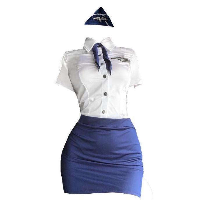 Lingerie Cosplay Set Pramugari Flight Attendant Seragam bermain Peran kostum 2A323 KS