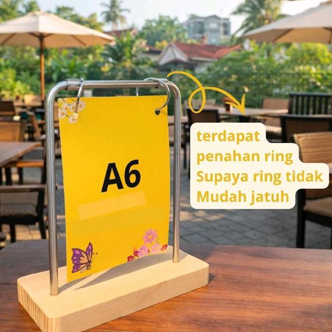Packen- Tempat Menu Holder Menu / Gantungan Menu Cafe / Stand Menu Kayu Besi