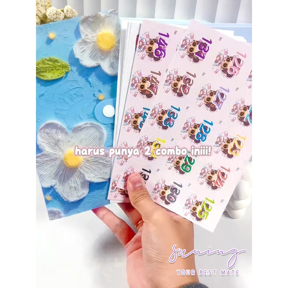 Paket Saving Album Menabung 120 slot Free Sticker Nomer Urut 1-120/Saving Challenge,Buku Tabungan/Al