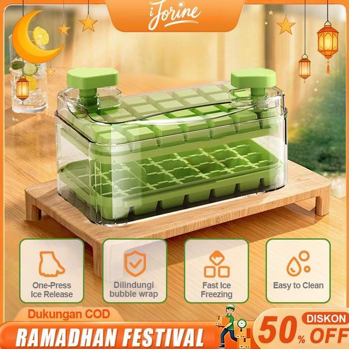 JC Ice Cube Maker 28 Grid Cetakan Es Batu Kristal Transparan, Pembuat Es Batu Mini Praktis, Tempat E