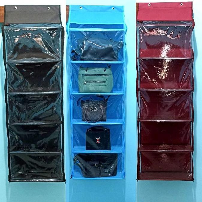 Speichern- Rak Tas Gantung Jumbo Polos Original Warna Merah Marun Dengan 5 Kotak Hbo