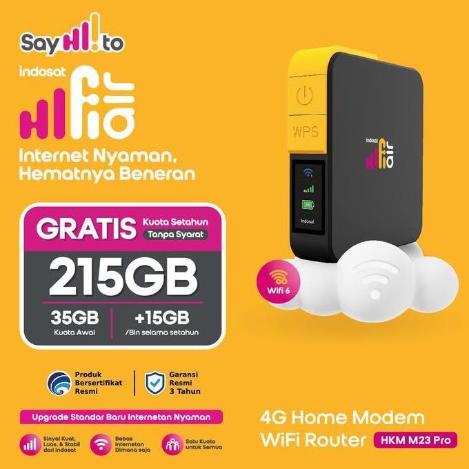 Murah Indosat Hifi Air Hkm M23 Modem Mifi 4G Unlock All Operator Free Kuota 215Gb Setahun
