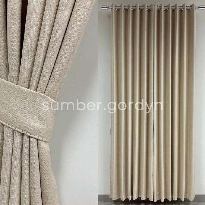 Flmy- Gorden Embos Safron Dan Poni Crystal Abu Tua Tinggi 150 Cm & 220 Cm, Sudah Steam Uap 6 Gelomba
