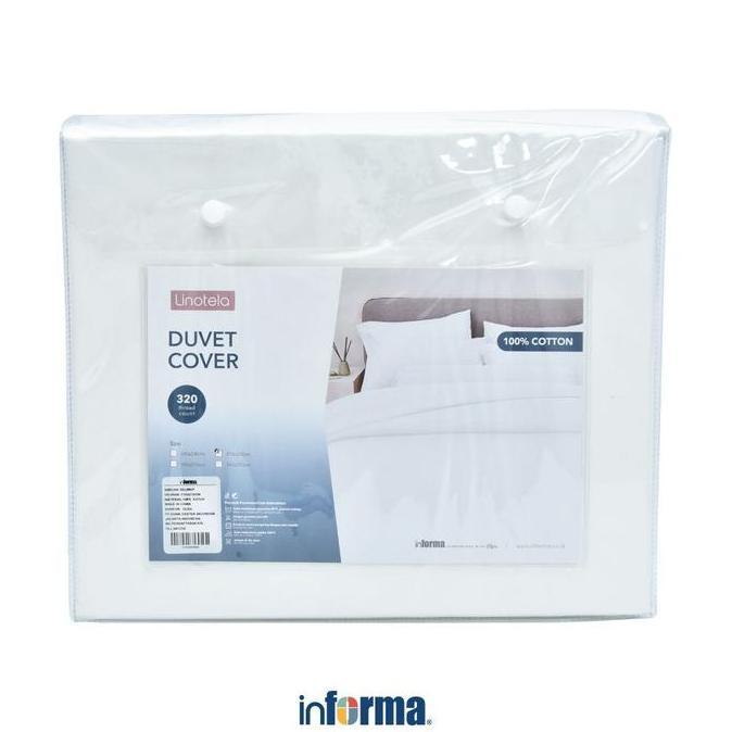 PROMO DISKON - Informa Linotela 260X230 cm Duvet Cover Katun - Putih Sarung Selimut Pelindung Tempat