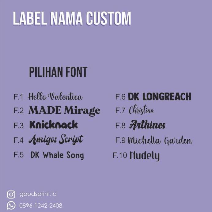 STIKER LABEL NAMA ANAK CUSTOM WATERPROOF LABEL NAMA CUSTOM