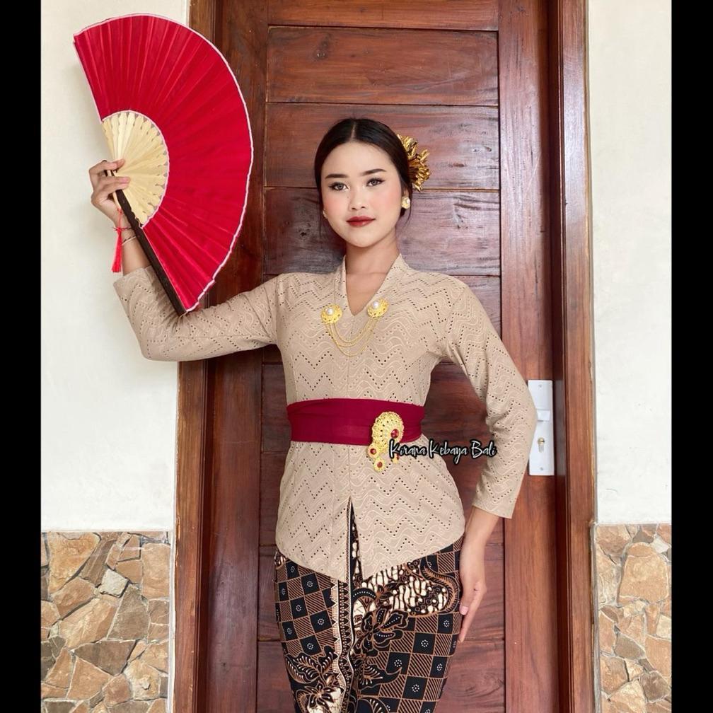 AUREVORASHOP KEBAYA BALI IVORY STRAIT KARTINI LENGAN PANJANG PREMIUM