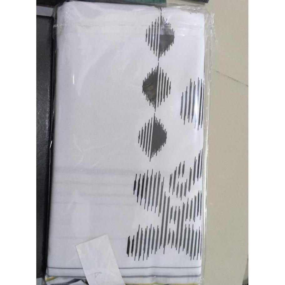 Sarung Pria Dewasa BHS Cosmo Original Putih Polos Tumpal TERBARU Garis Hitam Kain Muslim Tenun class