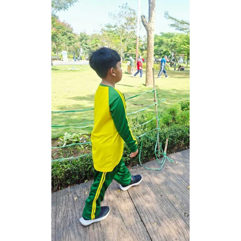 favorit setelan olahraga anak sekolah training tk sd smp sma | baju olahraga anak murah adem kuning 