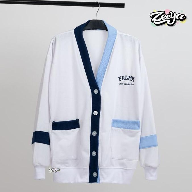 ZY - FRLMK Cardigan Wanita Dan Pria - Detail Bordir - High School Korean Look Atasan Fleece Panjang