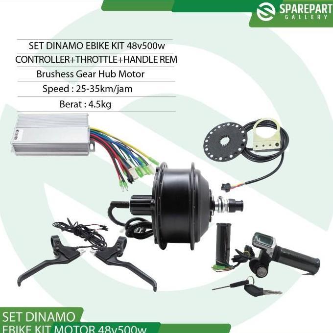 Set Ebike Kit Dinamo motor bldc 48v500w sepeda listrik jeruji 36hole