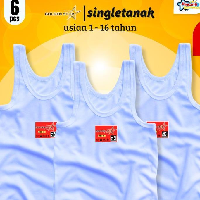 Clothes- 12 Pcs Kaos Dalam Anak Katun Golden Star Anak-Anak Remaja Fashion Singlet Kaos Dalam Anak L