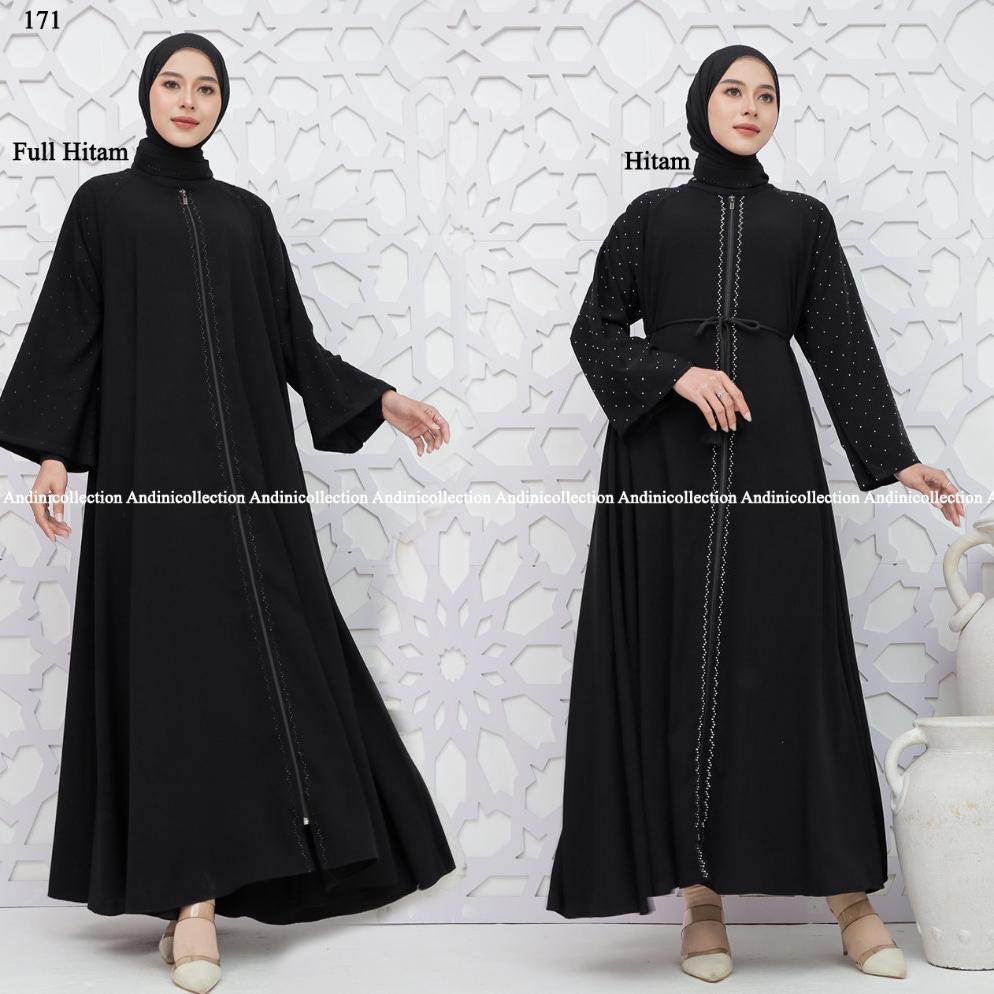 RECOMMENDED Abaya Jetblack Hitam Pekat Jetblack Premium Full Sleting Gamis Outer Syari Muslimah rema