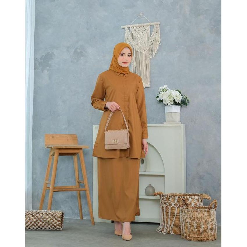 Uprelig- Seragam Kerja Setelan Tunik Pemda Wanita Guru Pns Pdh Baju Kancing Muslim Nyaman Panjang Ka