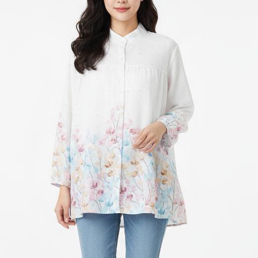 Uprelig- Kemeja Wanita Korean Style / Kemeja Wanita Motif Bunga / Pakaian Wanita Muslim / Pakaian Wa
