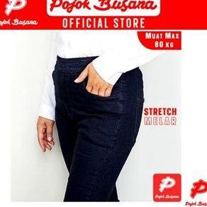Pojok Busana Celana Panjang Jeans Wanita Legging Stretch Hitam
