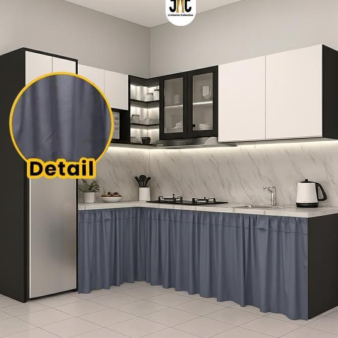 Salotto- Hordeng Kolong Dapur Minimalis Polos Tirai Bawah Kompor