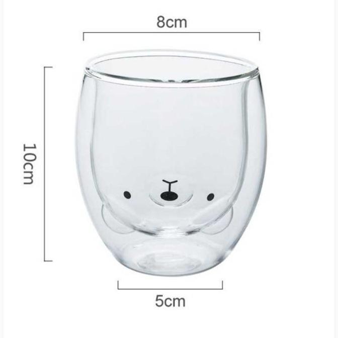 Taberu- Gelas Kaca Bening Unik Lucu Gelas Kopi Anti Panas Double Wall 250 Ml