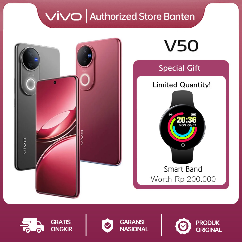 vivo V50 5G Rounded-edge Design, ZEISS Group Potrait, 6000mAh Battery+90W Flashcharge, IP68+IP69, vi