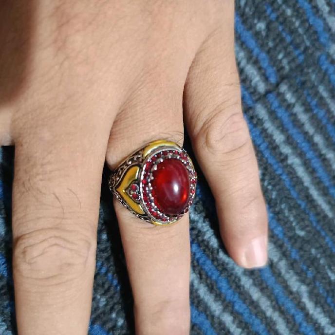 Cincin Batu Wulung / Merah Delima / Cincin Pria / Cincin Import High Quality Titanium