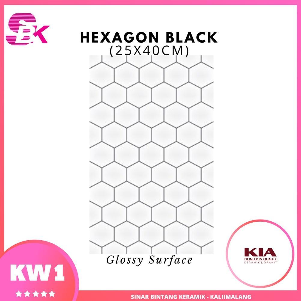 Keramik Dinding 25x40 Hexagon Black