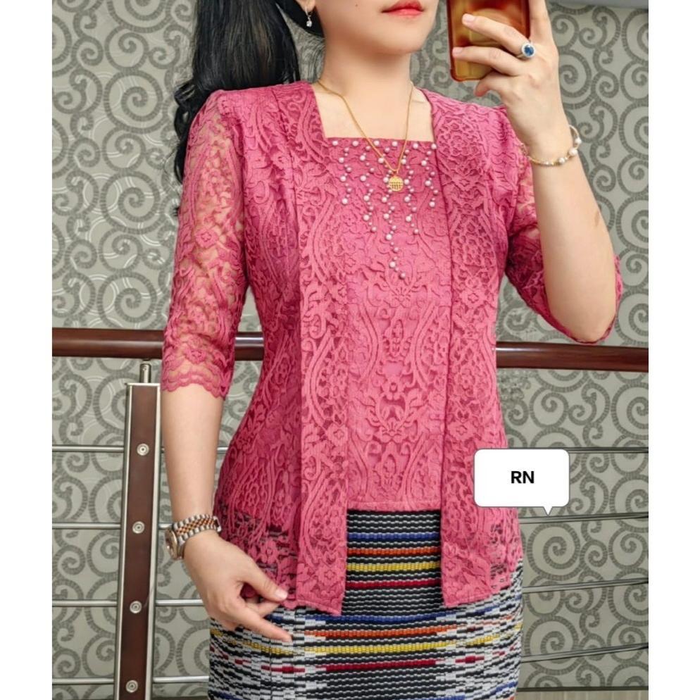 STARPEDIASHOP DF ATASAN BLUS (KARTINI RIMPEL) SEMI PRANCIS/BAJU KEBAYA KONDANGAN WANITA GEREJA TERMU