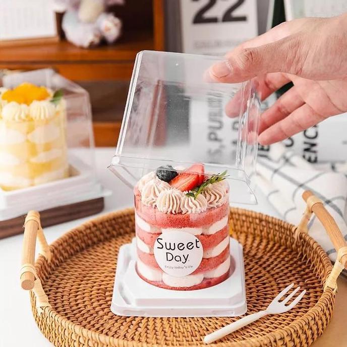 10pcs PREMIUM tray mika kue tart box dus kotak kue potong slice cake