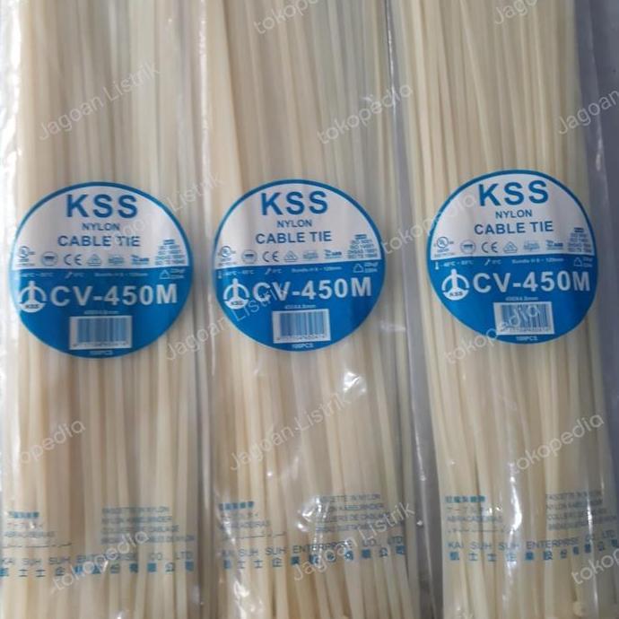 Kabel Ties Cv450 Kss 4.8 Mm Kurus Isi 100 Pcs ( Cable Tie / Ties ) Hitam Putih Tali Pengikat Cv-450 