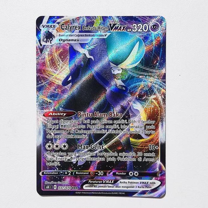 New Calyrex Berkuda Hitam VMAX RRR 037/070 S6K - Kartu Pokemon Indonesia