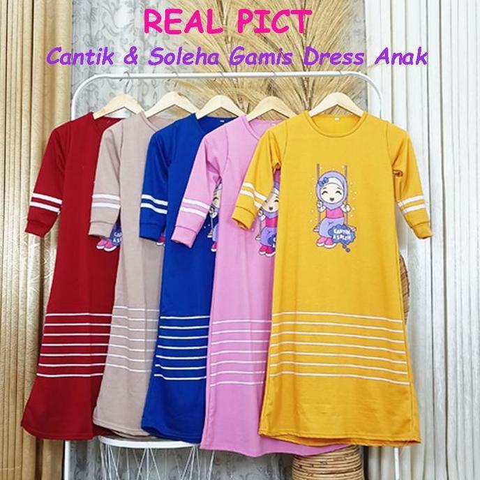Otokonoko- Gamis Anak Cantik & Soleha 2-12 Tahun Gambar Karakter Sablon Bahan Voxy Melar Balita Bati