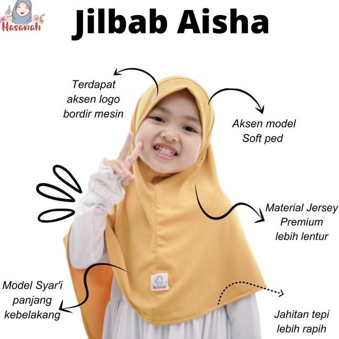 Otokonoko- Jilbab Anak Aisha Hijab Syar'I Jersey Premium Original Hasanah