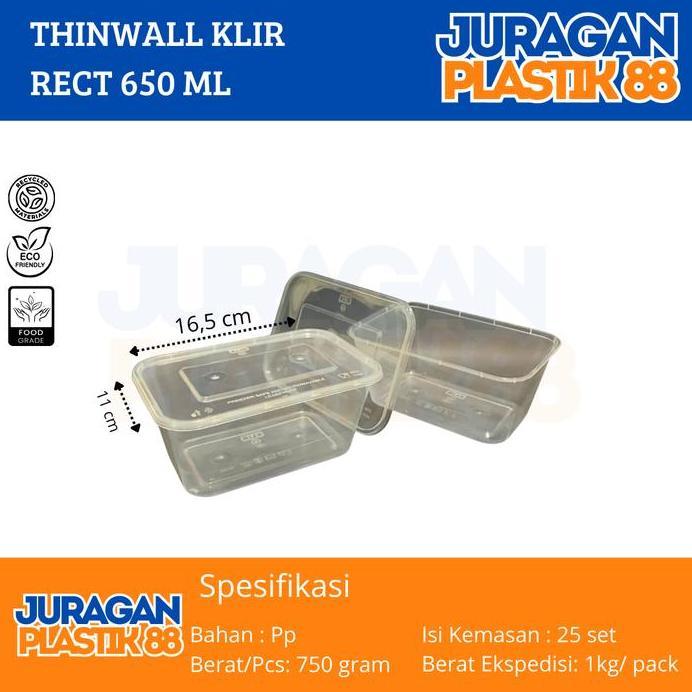 Thinwall Sekat | Thinwall Bento | Thinwall Persegi Panjang | KLIR 200ml 250ml 300ml 500ml 650ml 1000