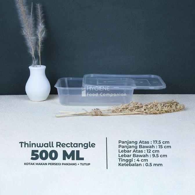 Kotak Makan Plastik 500 ML Thinwall / Mika Box / Persegi Panjang
