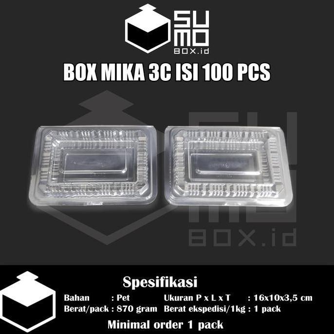 Plastik mika kue ukuran 3c isi 100pcs bening/ kotak makanan nasi rames