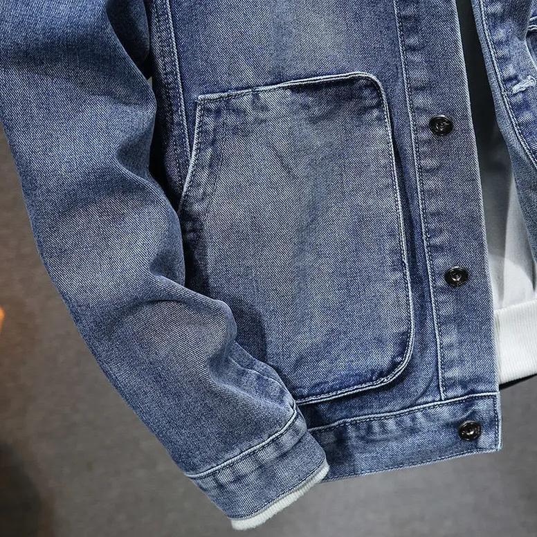 ORIGINAL Jaket Jeans Denim Bertudung|Jaket Denim Kupluk Sandwash Hitam