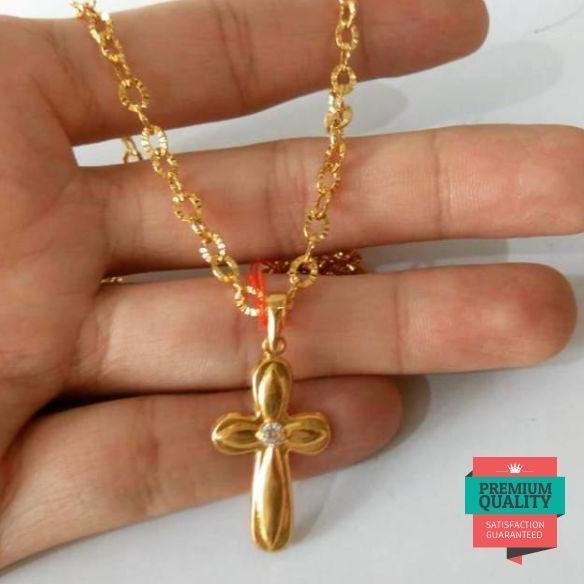 Grosir Set kalung emas asli kadar 875 kalung salib Elegan