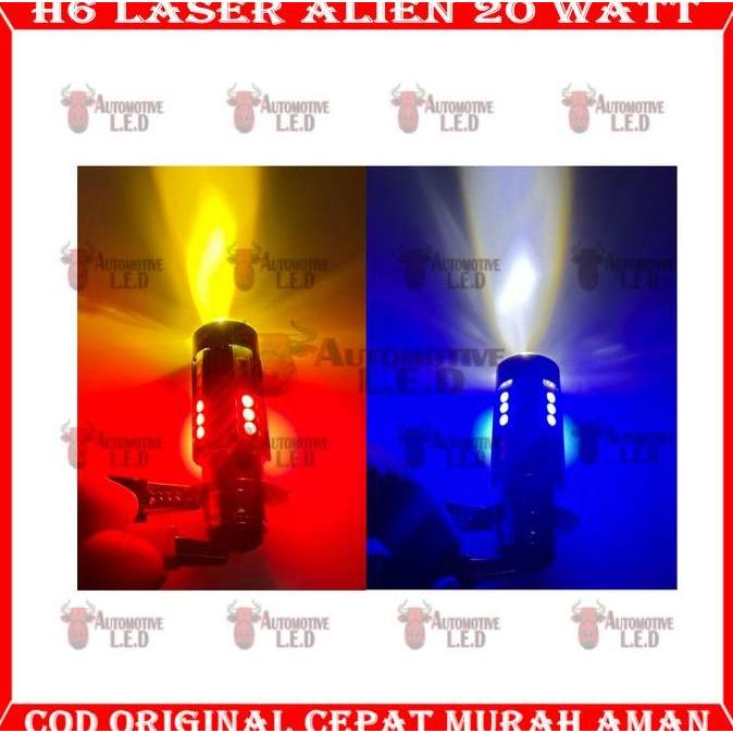 ORIGINAL LAMPU UTAMA MOTOR H6 LASER 30 LED ALIEN H6 LED LASER 2 WARNA HI / LOO 20 WATT | BOHLAM LED 